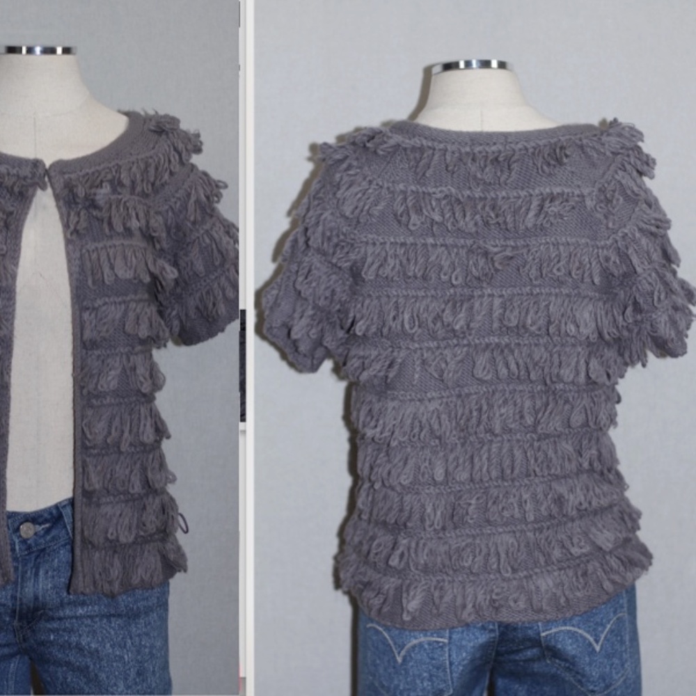 Grey Fringed Sweater - Picture 10 of 11